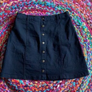 Black button high waisted skirt